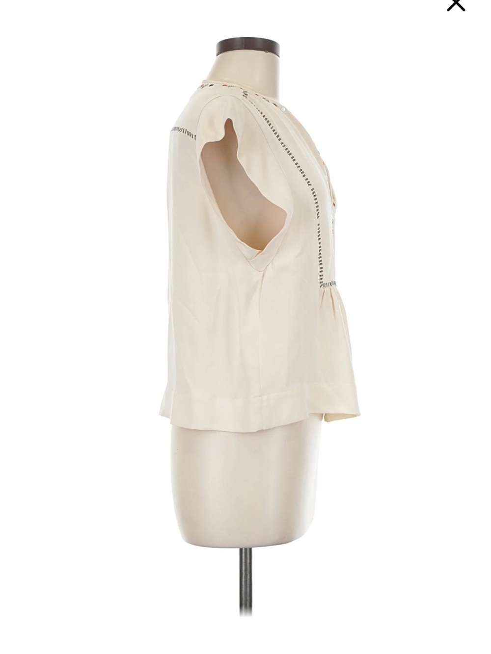 Isabel Marant Cream Flutter Sleeve Crochet-Trim Top